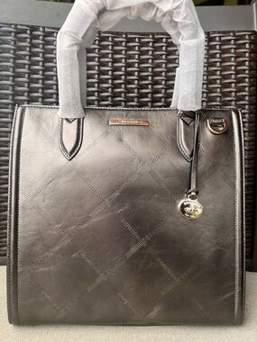 NWT Brahmin Caroline in GRAY BRAHMIN LOGO Imprint Satchel